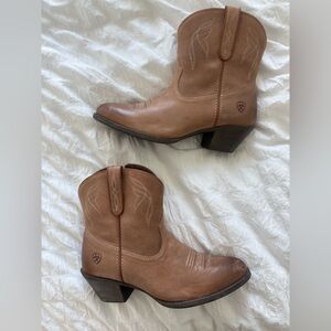 Ariat Tan Leather Western Ankle Boots